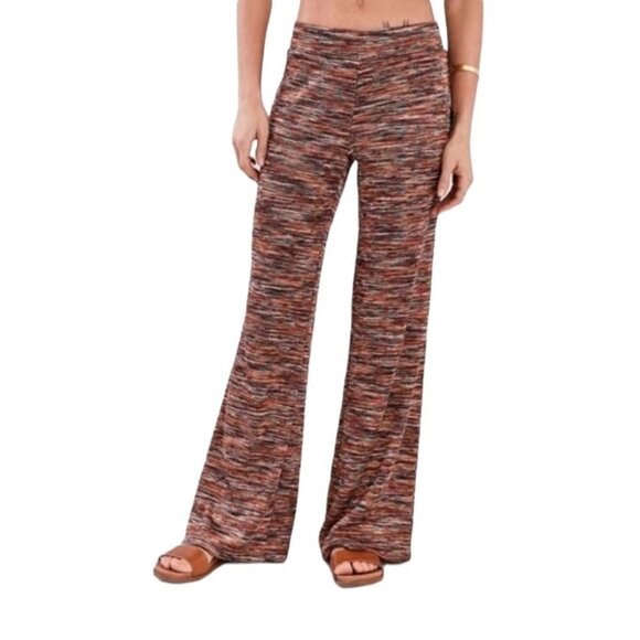 Urban Outfitters Ecote Marcy Spacedye Flared Leg Lounge Pant S Brown Stripe Boho - Picture 10 of 10